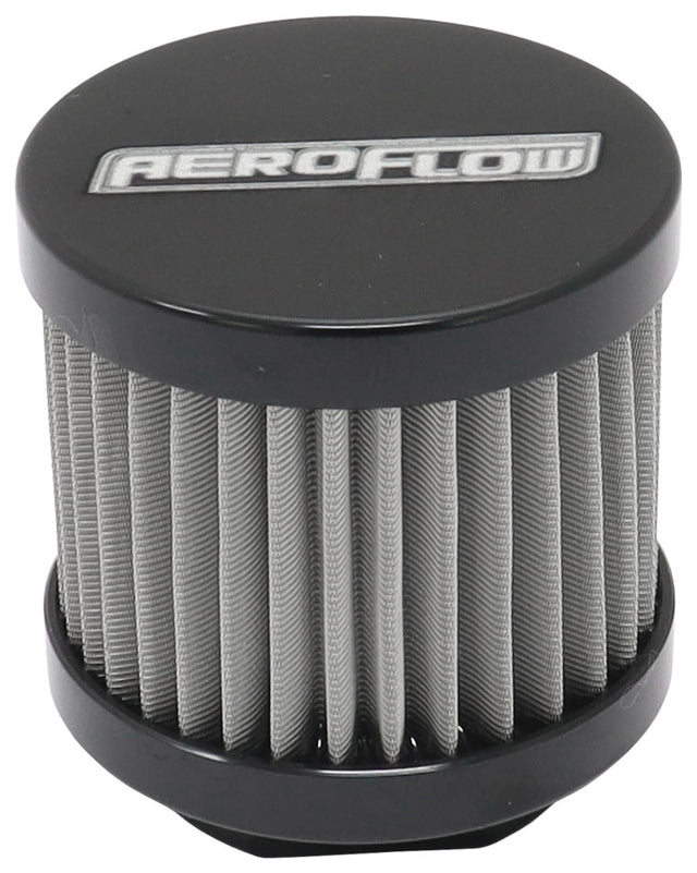 Small -10AN S/S Billet Breatherwith Female -10AN Re-Usable AF77-2004BLK - Aeroflow