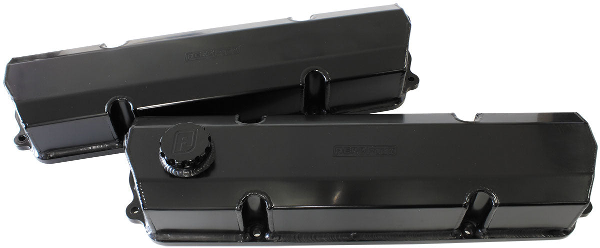 253 308 Holden Fabricated Valve Covers Black Early AF77-5004BLK - Aeroflow