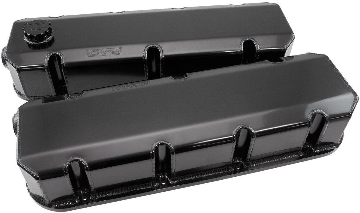 Big Block Chev Fabricated Valve Covers Black BBC AF77-5006BLK-12 - Aeroflow