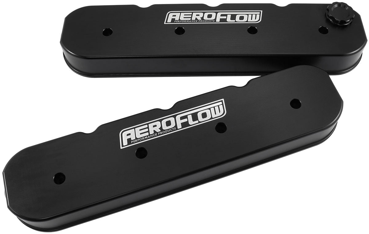 GM LS Billet Valve Covers Pair Black Af Logo No Coils AF77-5010BLK - Aeroflow