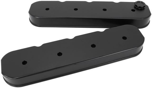 GM LS Billet Valve Covers Pair Black No Logo No Coils AF77-5011BLK - Aeroflow