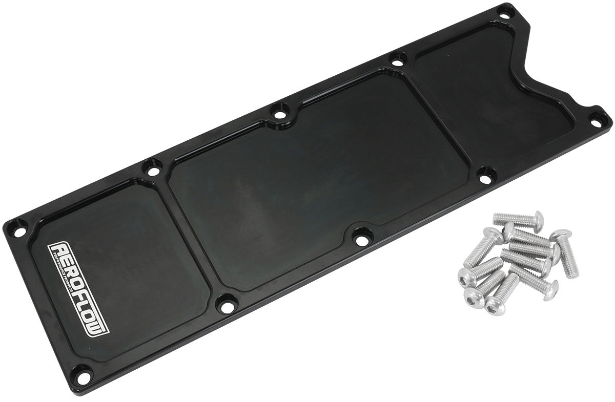 GM LS1 Billet Valley Plate Cover Black LS AF77-5015BLK - Aeroflow