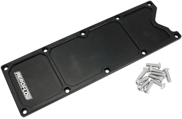 GM LS1 Billet Valley Plate Cover Black LS AF77-5015BLK - Aeroflow
