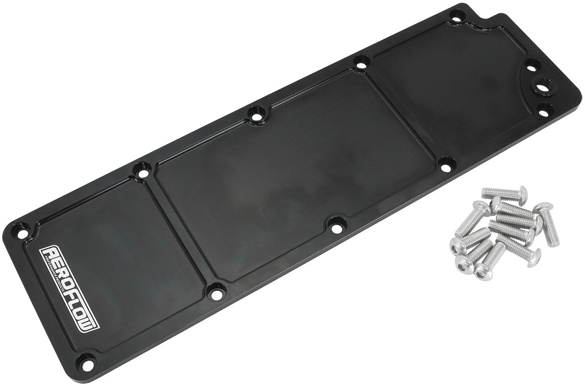 GM LS3 Billet Valley Plate Cover Black LS Dod Afm Delete AF77-5016BLK - Aeroflow