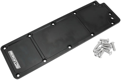 GM LS3 Billet Valley Plate Cover Black LS Dod Afm Delete AF77-5016BLK - Aeroflow