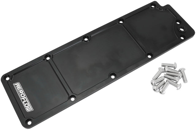 GM LS3 Billet Valley Plate Cover Black LS Dod Afm Delete AF77-5016BLK - Aeroflow