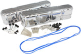 GM LS 2 Piece Valve Covers Cast Tall Retro Finned Polished AF77-5020P - Aeroflow