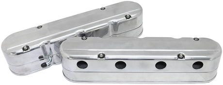 GM LS 2 Piece Valve Covers Cast Tall Retro Smooth Polished AF77-5021P - Aeroflow