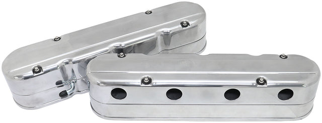 GM LS 2 Piece Valve Covers Cast Tall Retro Smooth Polished AF77-5021P - Aeroflow