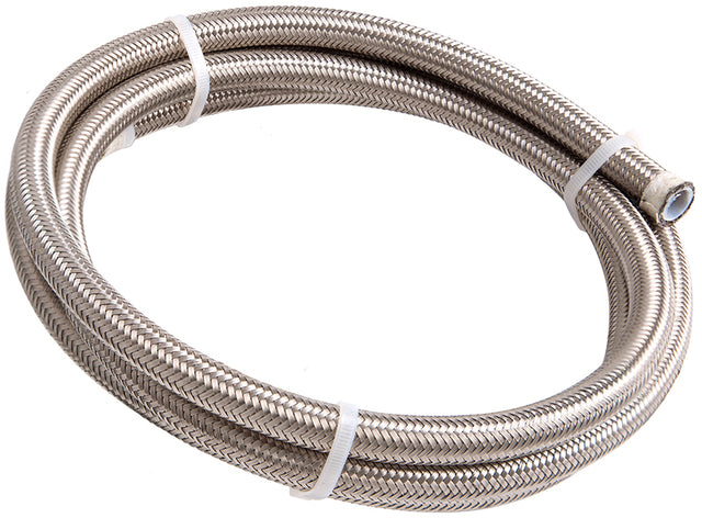#8 Nylon Braided A/C S/S Hose 1M Silver 10.9mm ID 13.7mm OD AF800-08-1M - Aeroflow