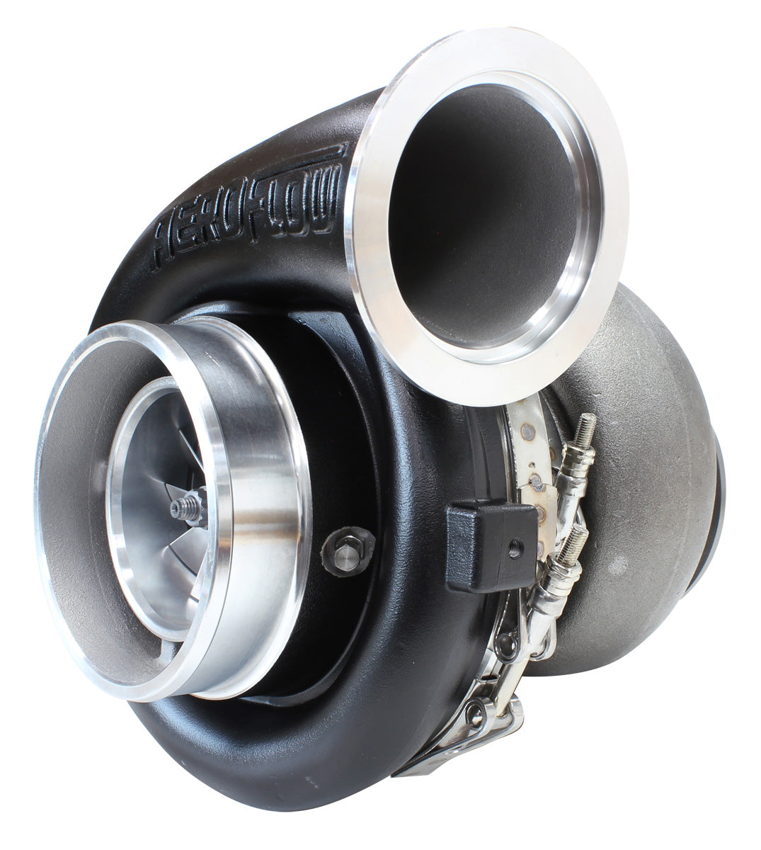 Boosted 8077 1.15 T4 Twin Entry V-Band Outlet GTX4508 Black AF8005-4007BLK - Aeroflow