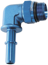 EFI Fuel Fitting 90 Deg 5/16 Push On Barb To -8ORB Blue AF812-08-05 - Aeroflow