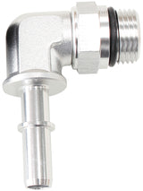 EFI Fuel Fitting 90 Deg 5/16 Push On Barb To -8ORB Silver AF812-08-05S - Aeroflow