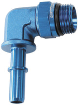 EFI Fuel Fitting 90 Deg 3/8 Push On Barb To -8ORB Blue AF812-08-06 - Aeroflow