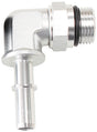 EFI Fuel Fitting 90 Deg 3/8 Push On Barb To -8ORB Silver AF812-08-06S - Aeroflow