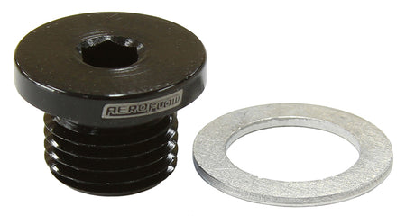 Metric Port Plug M12 x 1.25 Black Low Profile Hex Plug AF814-M12-01BLK - Aeroflow