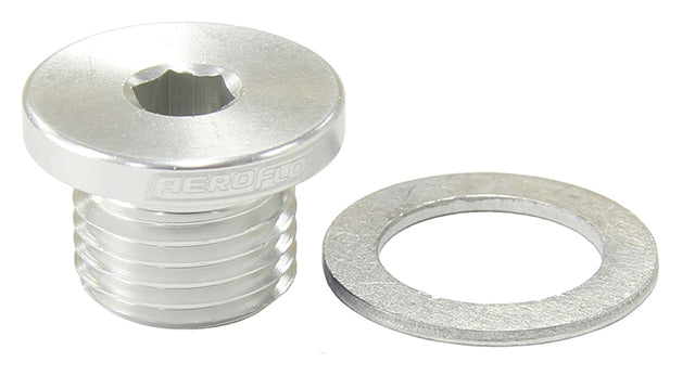 Metric Port Plug M12 x 1.25 Silver Low Profile Hex Plug AF814-M12-01S - Aeroflow