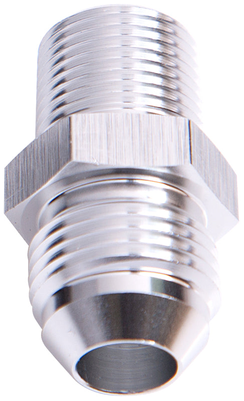 Male Flare -6AN To 3/4" NPT Silver Male Flare To NPT Adapt AF816-06-12S - Aeroflow