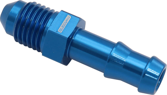 8mm Barb To -4AN Adapter Blue Male 8mm To Male -4AN AF817-05-04 - Aeroflow