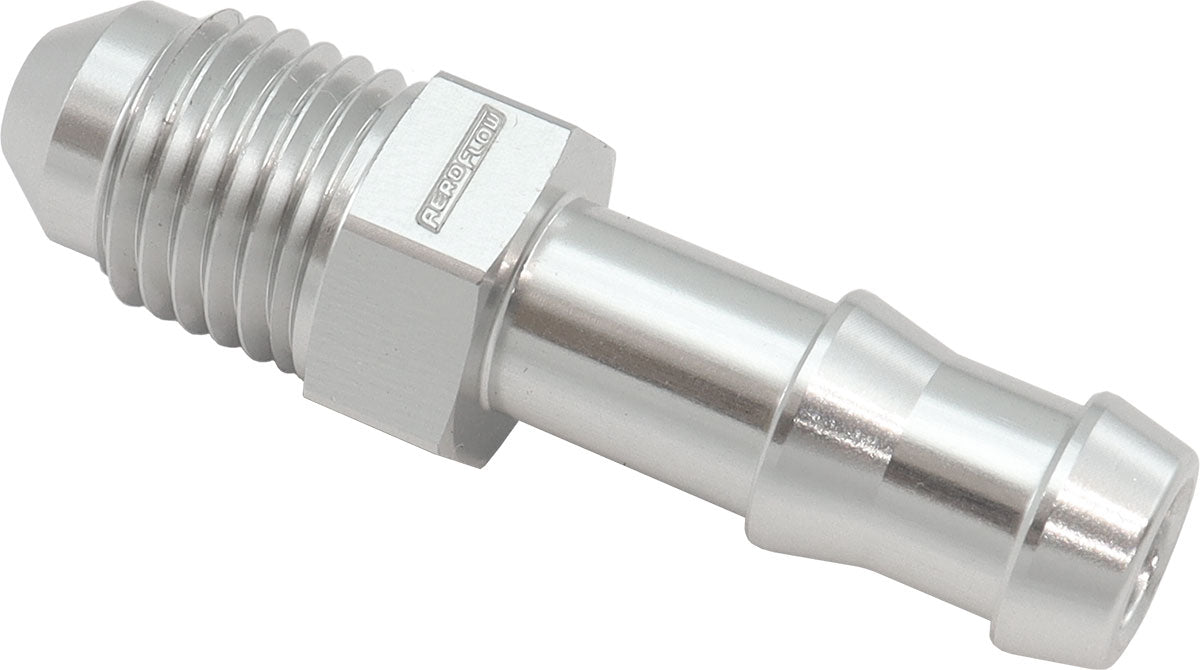 8mm Barb To -4AN Adapter Silver Male 8mm To Male -4AN AF817-05-04S - Aeroflow