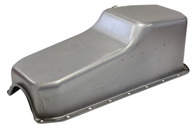 Steel Stock Oil Pan SBC Raw Lh/Side Dipstick Rear Sump AF82-9005 - Aeroflow