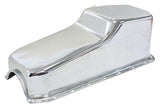 Steel Stock Oil Pan SBC Chrom Lh/Side Dipstick Rear Sump AF82-9005C - Aeroflow