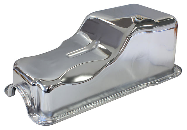 Stock Oil Pan Ford 289-302W Front Sump Chrome AF82-9078C - Aeroflow