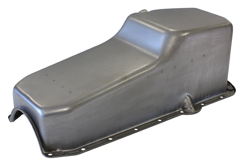 Steel Stock Oil Pan SBC Raw Rh/Side Dipstick Rear Sump AF82-9092 - Aeroflow