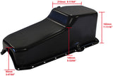 Steel Stock Oil Pan SBC Black Rh/Side Dipstick Rear Sump AF82-9092BLK - Aeroflow