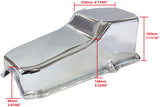 Steel Stock Oil Pan SBC Chrome Rh/Side Dipstick Rear Sump AF82-9092C - Aeroflow