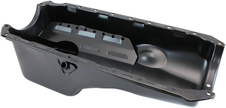 Steel Stock Oil Pan BBC Black Rh/Side Dipstick Rear Sump AF82-9294BLK - Aeroflow