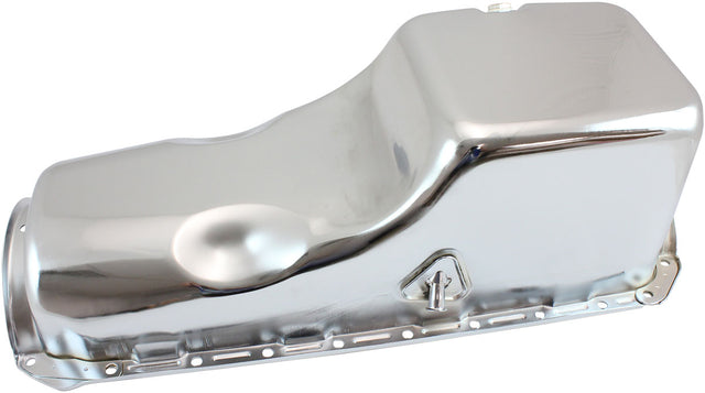 Steel Stock Oil Pan BBC Chrome Rh/Side Dipstick Rear Sump AF82-9294C - Aeroflow