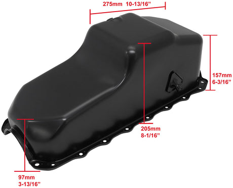 Stock 253 308 Holden Oil Pan Vb VT Commodore V8 Black Steel AF82-9308BLK - Aeroflow