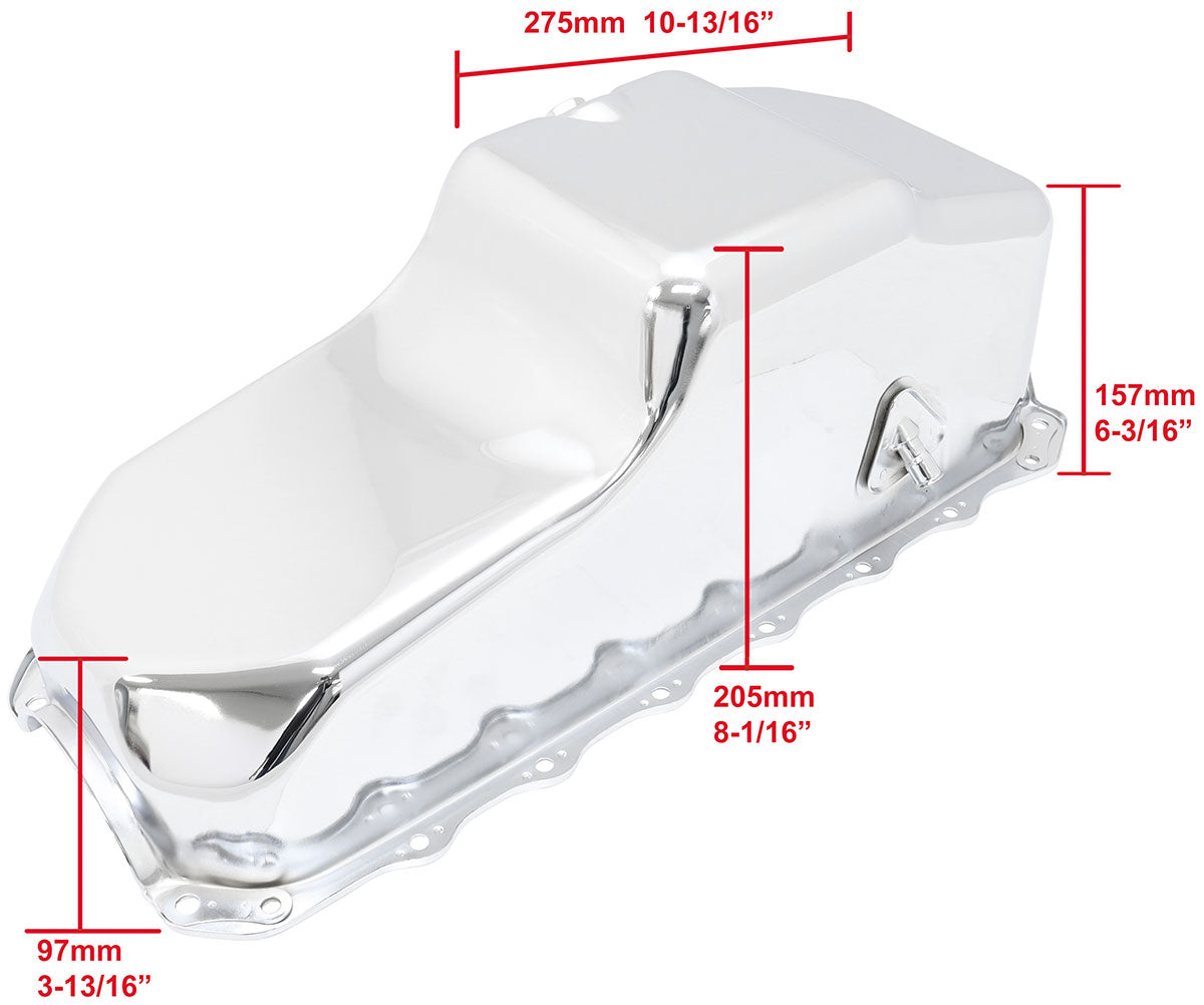 Stock 253 308 Holden Oil Pan Vb VT Commodore V8 Chrome AF82-9308C - Aeroflow