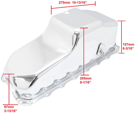 Stock 253 308 Holden Oil Pan Vb VT Commodore V8 Chrome AF82-9308C - Aeroflow