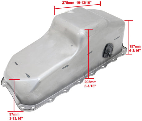 Stock 253 308 Holden Oil Pan Vb VT Commodore V8 Raw Steel AF82-9308 - Aeroflow