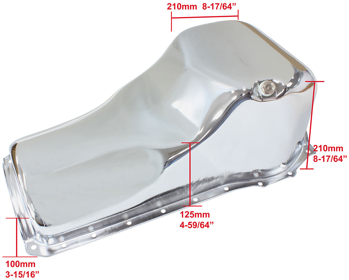 Stock Oil Pan Ford 351C Front Sump Chrome AF82-9310C - Aeroflow
