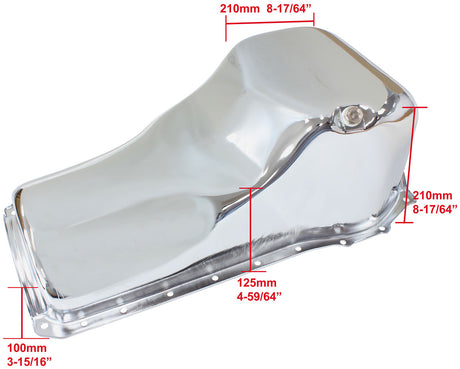 Stock Oil Pan Ford 351C Front Sump Chrome AF82-9310C - Aeroflow