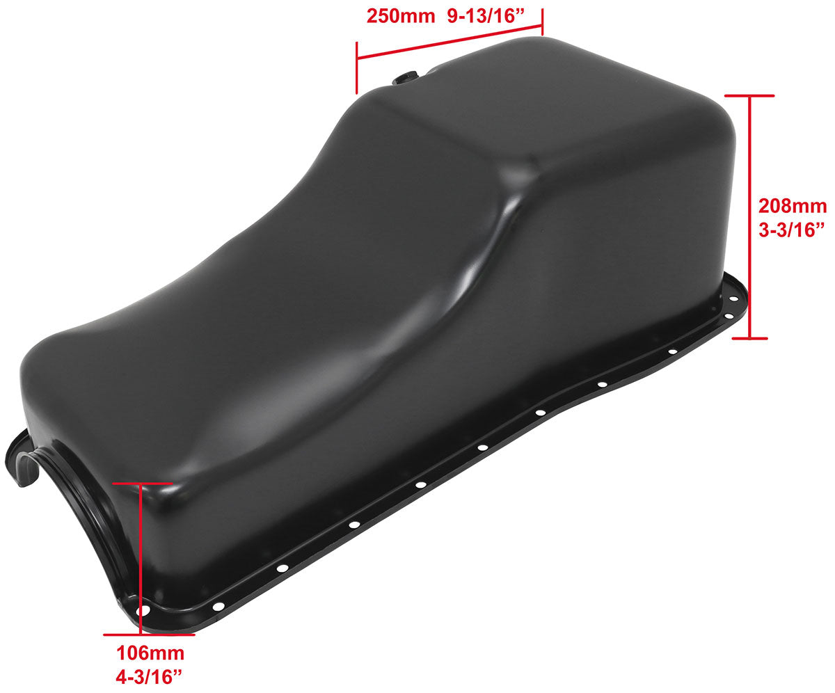 Stock Ford 429-460 V8 Oil Pan Black Steel Oil Pan Big Block AF82-9343BLK - Aeroflow