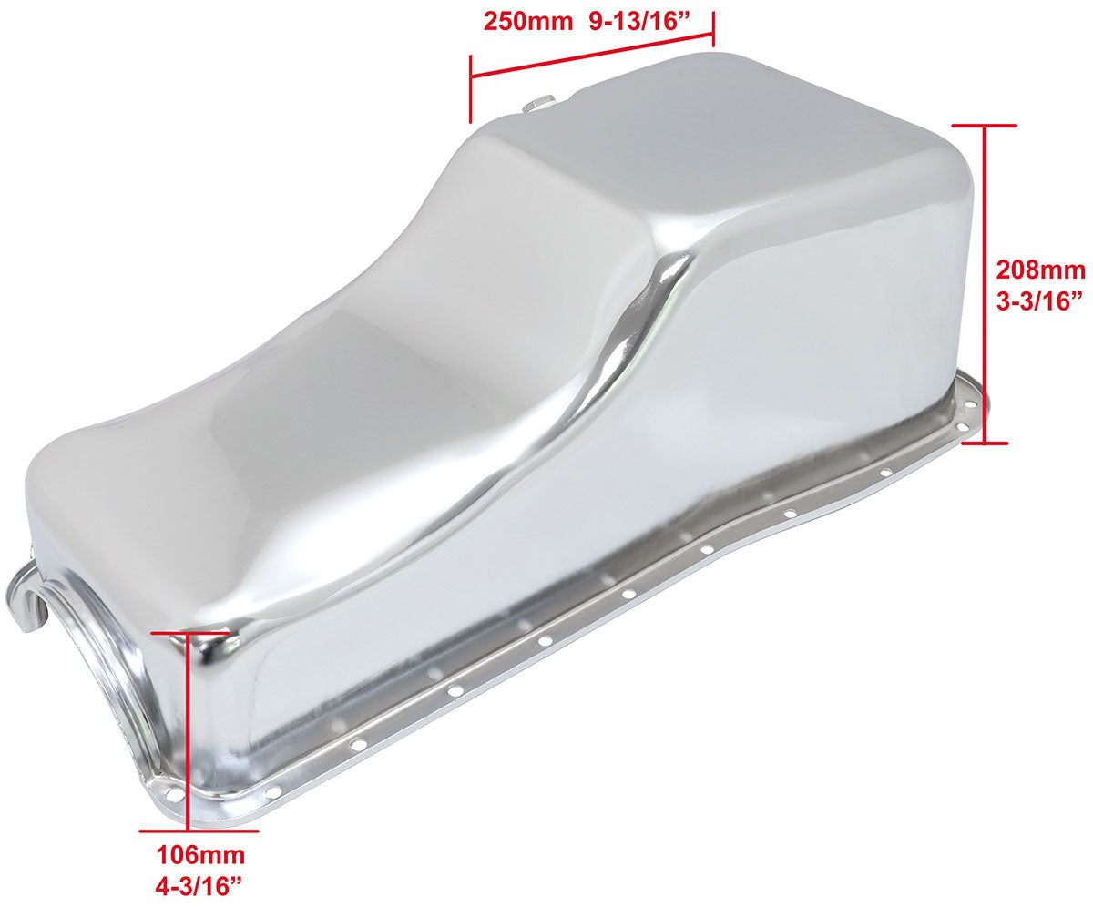 Stock Ford 429-460 V8 Oil Pan Chrome Steel Oil Pan Big Block AF82-9343C - Aeroflow