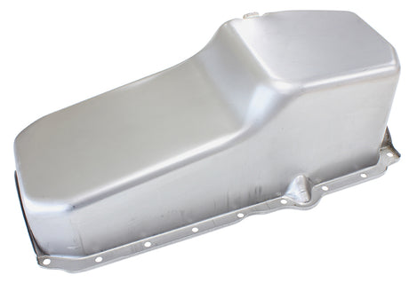 Stock Oil Pan SBC Late '86 On Rh/Side Dipstick Raw AF82-9414 - Aeroflow