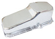 Stock Oil Pan SBC Late '86 On Rh/Side Dipstick Chrome AF82-9414C - Aeroflow