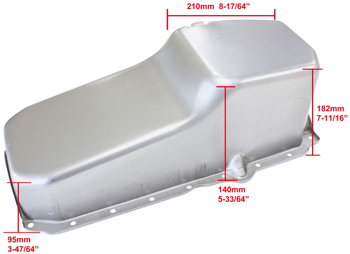 Stock Oil Pan SBC Late '86 On Rh/Side Dipstick Raw AF82-9414 - Aeroflow