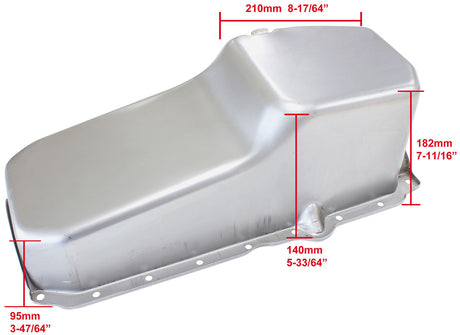 Stock Oil Pan SBC Late '86 On Rh/Side Dipstick Raw AF82-9414 - Aeroflow