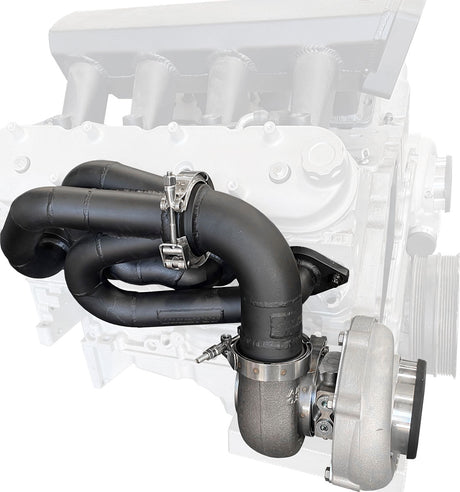 GM LS Twin Turbo Manifolds Long Runner Pair Forward V-Ban AF8200-2005 - Aeroflow
