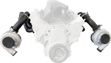 GM LS Twin Turbo Manifolds Long Runner Pair Forward V-Ban AF8200-2005 - Aeroflow