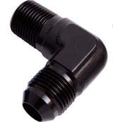 Male 90 Deg 1/4" NPT To -8AN Black Male NPT To AN 90 Deg AF822-08-04BLK - Aeroflow
