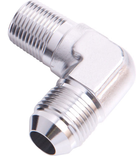 Male 90 Deg 1/4" NPT To -8AN Silver Male NPT To AN 90 Deg AF822-08-04S - Aeroflow