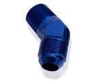 Male 45 Deg 1/4" NPT To -4AN Blue Male NPT To AN 45 Deg AF823-04-04 - Aeroflow