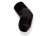 Male 45 Deg 1/2" NPT To -6AN Black Male NPT To AN 45 Deg AF823-06-08BLK - Aeroflow